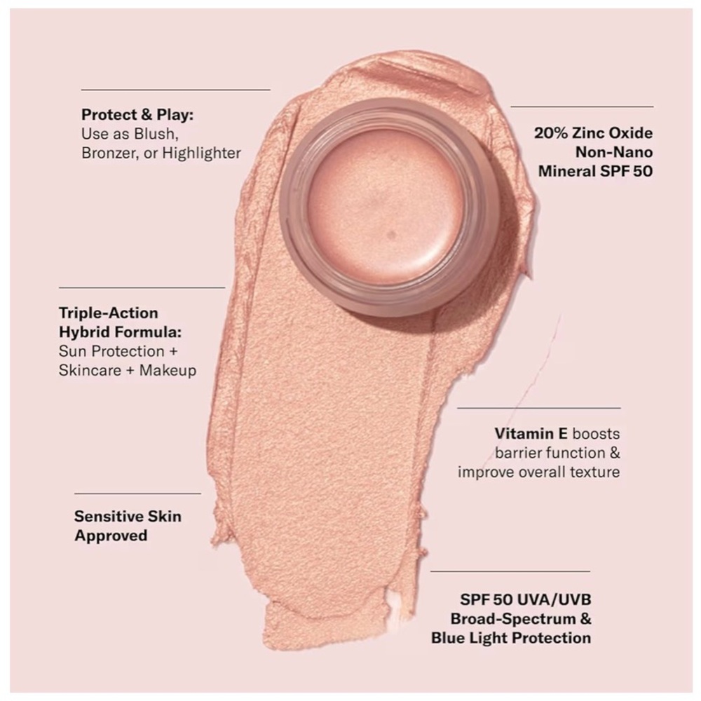 ODACITE Frosted Petal SPF 50 Cream Blush/ Highlighter adds warmth & subtle glow